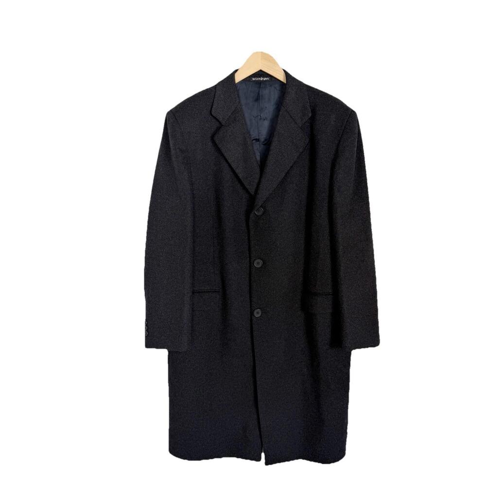 Vintage EMIDIO TUCCI Cashmere Wool Overcoat Trench Coat Dark Gray Size 42